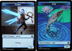 Faerie (0009) / Fish (0010) Double-Sided Token (FOIL) - [Foundations] MTG 💧 - Image 1