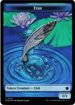 Faerie (0009) / Fish (0010) Double-Sided Token (FOIL) - [Foundations] MTG 💧 - Image 3
