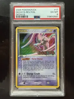 Pokemon Deoxys Attack Forme 17/107 Deoxys Reverse Holo Stamp PSA 6 - Image 1