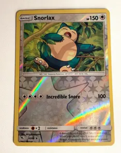 Pokemon Snorlax 50/68 Hidden Fates Rare Reverse Holo HP 150 Snore 100 - Image 1