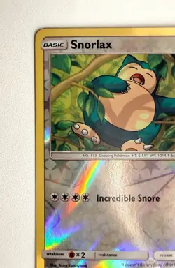 Pokemon Snorlax 50/68 Hidden Fates Rare Reverse Holo HP 150 Snore 100 - Image 5