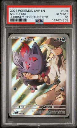 2025 POKEMON SVP EN-SV BLACK STAR PROMO #189 N'S ZORUA PSA 10 - Image 1