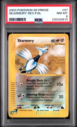 2003 POKEMON SKYRIDGE #97 SKARMORY-REVERSE FOIL PSA 8 - Image 1