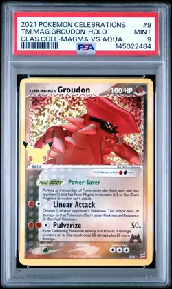 2021 Pokemon Celebrations TM Mag Groudon Holo Magma v Aqua #9 PSA 9 - Image 1