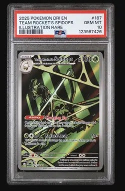 2025 POKEMON DRI EN-DESTINED RIVALS #187 TEAM ROCKET'S SPIDOPS PSA 10 - Image 1