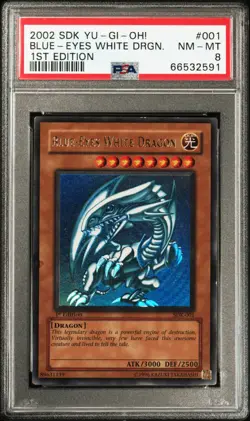 Konami Yu-Gi-Oh! TCG Blue-Eyes White Dragon SDK-001 1st Edition PSA 8 Ultra Rare - Image 1