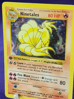 1999 Pokemon Base Set 1st Edition Shadowless Holo Ninetales Rare Card!!! - Image 2