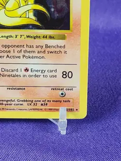 1999 Pokemon Base Set 1st Edition Shadowless Holo Ninetales Rare Card!!! - Image 5