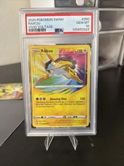 PSA 10 ⭐ Pokemon Raikou 050 Amazing Rare Vivid Voltage Full Art Graded Card - Image 1