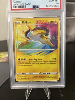 PSA 10 ⭐ Pokemon Raikou 050 Amazing Rare Vivid Voltage Full Art Graded Card - Image 3