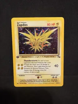 1999 Pokemon TCG Zapdos Fossil Holo Card 15/62 1st Edition Rare - Image 4