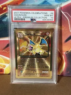 1st Graded Pokemon Celebrations UPC CHARIZARD Gold Metal Card Promo #4 PSA 10 - Image 1