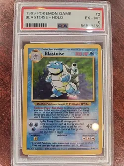Blastoise Base Set Holo Pokemon Card WOTC EX - Mint PSA 6 - Image 1
