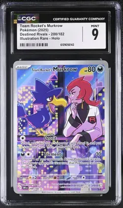 Team Rocket's Murkrow *CGC 9* Illustration Rare *Destined Rivals* #200 * Pokemon - Image 1