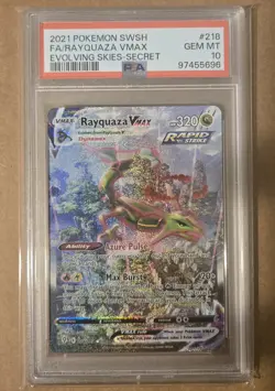 Pokemon Evolving Skies 218/203 Alternate Alt Art Rayquaza VMAX PSA 10 GEM MT!! - Image 1