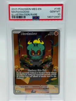 2025 Pokemon MEG EN Marshadow Illustration Rare Card #146 GRADED PSA 10 GEM MINT - Image 1