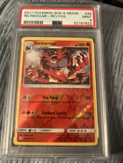 2017 Pokemon Sun & Moon Incineroar Reverse Foil Card #26 PSA MINT 9 - Image 1