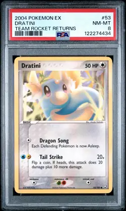 2004 POKEMON EX TEAM ROCKET RETURNS #53 DRATINI PSA 8 - Image 1