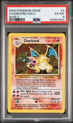 2000 POKEMON GAME BASE II #4 CHARIZARD-HOLO PSA 6 - Image 1