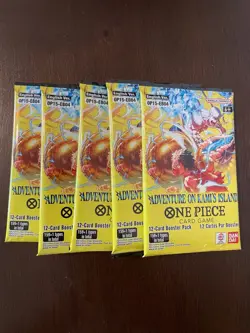 One Piece Adventure On Kami’s Island OP-15 & EB-04 5 Booster Packs Lot English B - Image 1