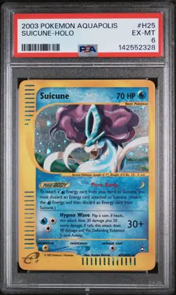 PSA 6 Ex-Mint Suicune H25 Aquapolis 2003 Holo Rare e-Reader Vintage Pokemon Card - Image 1