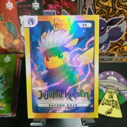 Pikachu Cosplay! Series 3 Anime World Satoro Gojo 71 Jujutsu Kaisen Pokemon Card - Image 1