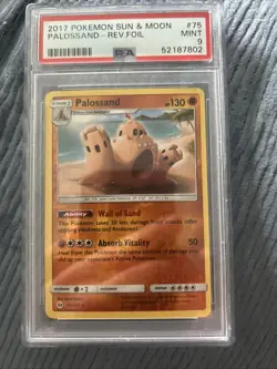 2017 Pokemon Sun & Moon Palossand Reverse Foil Card #75 PSA MINT 9 - Image 1