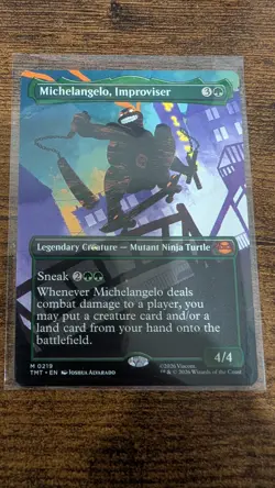 Michelangelo, Improviser Borderless Teenage Mutant Ninja Turtles MTG TMNT Magic - Image 1