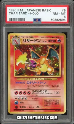 Charizard 6 Japanese Pokemon Holo Base Set 1996 - PSA 8 - Image 1