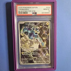 Pokemon 2025 Thundurus 209 Pokemon Center Stamp Black Bolt PC ETB PSA 10 - Image 1