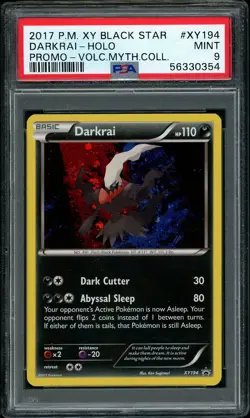 2017 Pokemon Darkrai Holo Black Star Promo Volcanion Mythical XY194 PSA 9 MINT - Image 1