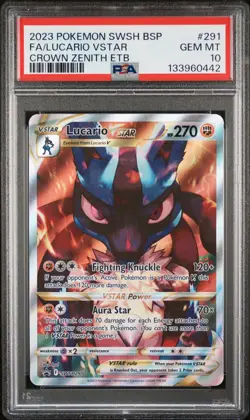 2023 POKEMON SWSH BLACK STAR PROMO #291 FULL ART/LUCARIO VSTAR PSA 10 - Image 1