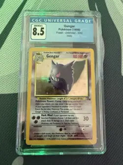 Pokemon TCG Fossil Unlimited Gengar Holo Rare 5/62 CGC 8.5 1999 HP 80 - Image 1