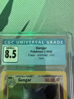 Pokemon TCG Fossil Unlimited Gengar Holo Rare 5/62 CGC 8.5 1999 HP 80 - Image 3