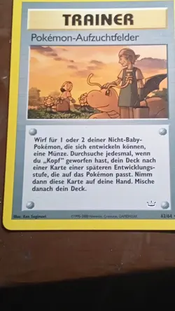 Pokemon Pokemon-Aufzuchtfelder 62/64 Trainer German 2000 Regular - Image 1