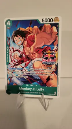 Bandai One Piece CCG Monkey.D.Luffy PRB02-005 Red Bull Promo Super Rare 5000 - Image 1