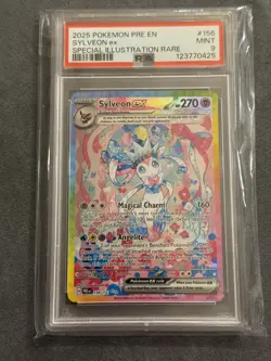 Pokemon TCG Prismatic Evolution Sylveon EX Card 156/131 PSA 8 - Image 1