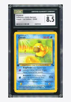 Pokemon CGC 8.5 Psyduck C 2000 53/62 Fossil 1ST ED. German - Image 1