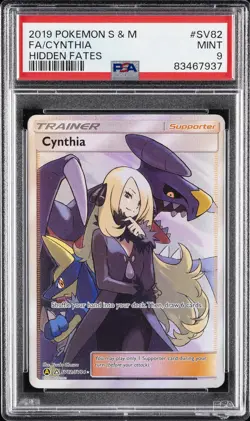 2019 POKEMON SUN & MOON HIDDEN FATES #SV82 FULL ART/CYNTHIA PSA 9 - Image 1