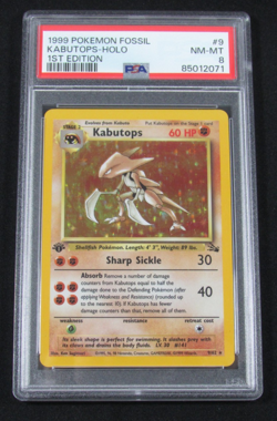 1999 Pokemon Fossil KABUTOPS HOLO 1ST EDITION 9/62 PSA 8 NM-MT - Image 1