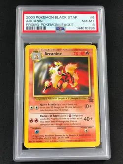 Pokemon 2000 Arcanine Black Star Promo #6 PSA 8 - Image 1