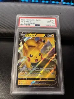Pokemon TCG Pikachu V Vivid Voltage #043/185 PSA 10 Ultra Rare Holo 2020 - Image 1