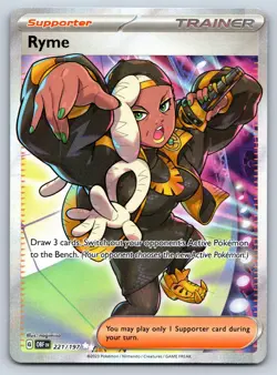 RYME 221/197 ULTRA RARE OBSIDIAN FLAMES POKEMON NM - Image 1