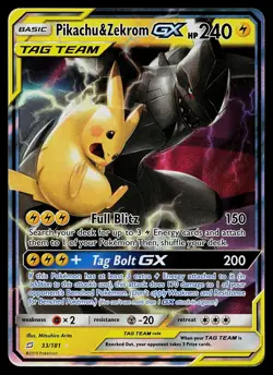 Pokemon Card - Pikachu & Zekrom GX Team Up 33/181 Holo Rare GX 2019 - Image 1