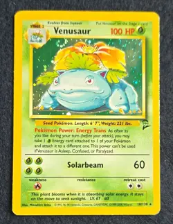 Venusaur Holo Base Set 2 MP Pokemon Card WOTC 2000 Swirl - Image 1