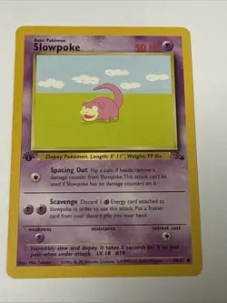 Pokemon TCG Slowpoke 1st Edition Common Card Fossil, 55/62, Regular - Image 1