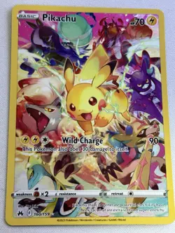 Pokemon TCG Pikachu Secret Rare Full Art Holo 160/159 Crown Zenith - Image 1
