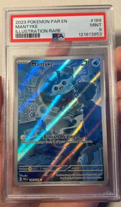 2023 POKEMON PAR EN-PARADOX RIFT ILLUSTRATION RARE MANTYKE #189 PSA 9 - Image 3