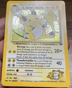 Pokemon Lt. Surge's Raichu 11/132 Gym Challenge Holo Rare 80 HP WOTC Card - Image 3