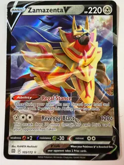 Pokemon Brilliant Stars Zamazenta V Holo Ultra Rare 105/172 NM - Image 1